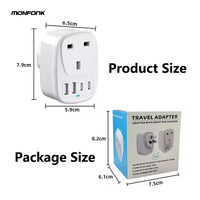 Monfonk adaptor perjalanan, pengisian cepat 20W PD Multi-Port colokan konversi adaptor USB untuk Inggris/EU/US/AU untuk penggunaan kamera industri