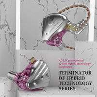 Écouteurs intra-auriculaires hybrides filaires KZ ZSX 5BA+1DD à 6 transducteurs pour audiophiles, avec connecteur détachable à 2 broches, pour monitoring Hifi et basses profondes