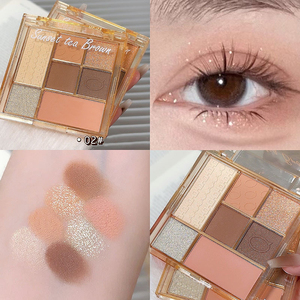 Trái đất màu trong suốt rõ ràng hộp 7 màu sắc Pearlescent Shimmery Matte Eye Shadow Palette Ins trang điểm long lanh Eyeshadow - Product Image 4