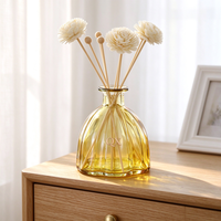 Diffuseur de parfum en verre décoratif de luxe 300 ml, transparent, jaune, bleu, vert, en forme de fleur, pour bureau, coiffeuse, cadeau de mariage