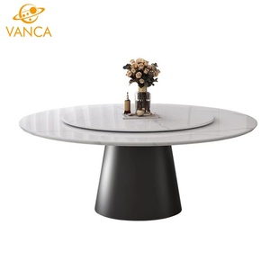 Mesa de comedor redonda de madera de diseño moderno de lujo con patas especiales de mármol verde para sala de estar comedor hogar Bar1 - Product Image 6