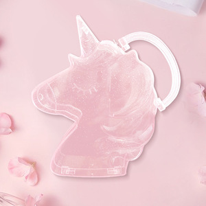 Unicorn Shape Transparent Pink Jewelry <b>Box</b> With Handle For Makeup And Accessories <b>Storage</b> Desktop Organizer - Product Image 1