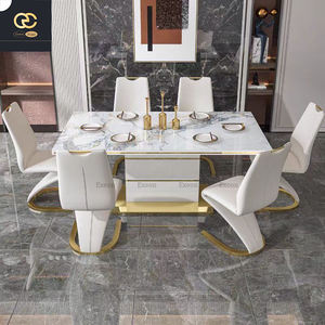 Mesa de luz de placa de roca de lujo moderna nueva moda muebles de comedor rectangulares de gama alta para el hogar y el Hotel - Product Image 5