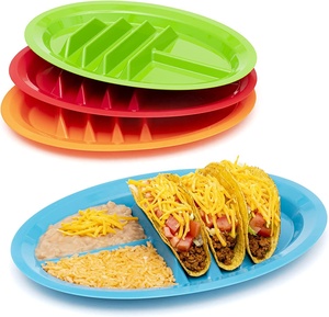 Platos de Taco Mexicanos Divididos Soporte de Taco Platos de Plástico para Alimentos para Restaurante - Product Image 1