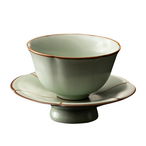 Taza de Té de Cerámica Personalizada Ru Ware, Taza de Degustación de Té con Esmalte Craquelado, Estilo Chino Tradicional, Diseño Retro de Lujo - Product Image 5