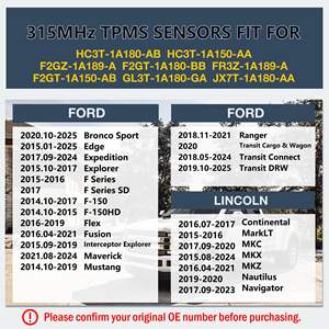 Capteurs de pression des pneus BST TPMS 315 MHz pour <span class=keywords><strong>Ford</strong></span> Fusion Lincoln MKC MKZ Navigator OE #   HC3T-1A180-AB F2GZ-1A189-A GL3T-1A180-GA - Product Image 5