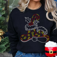 Nouvelles Motifs de Transfert Thermocollants Personnalisés Flocons de Neige Noël Strass pour Vêtements