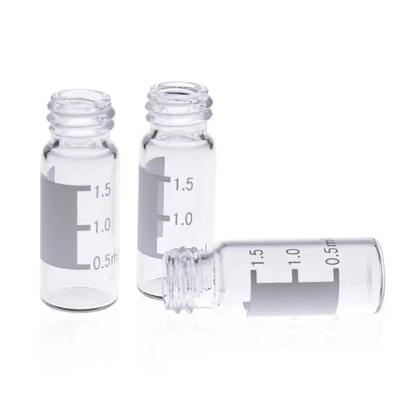 핫 세일 명확한 유리 12x32mm 편평한 기초 9-425 나사 실 2ml 명확한 작은 유리병 HPLC 작은 유리병 autosampler 작은 유리병