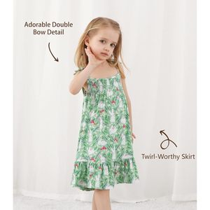 Vestido sin mangas para niñas pequeñas, vestido de verano transpirable con estampado floral y tirantes finos, 2T-5T - Product Image 6