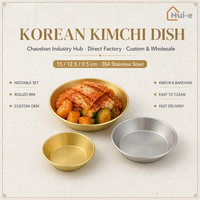 Assiette de service en acier inoxydable 304, style moderne et minimaliste, compatible lave-vaisselle, pour kimchi, banchan, steak, et sauces, idéale pour les restaurants.