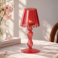 Lampe de table en verre borosilicate rouge torsadé, résistante au vent, en forme de bougeoir pour bougie chauffe-plat, pour décoration de mariage et de table à la maison