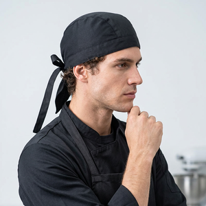 JAYA MATA JM773 Unisex Chef Head <b>Scarf</b> Black Polyester Cotton Bandana Tie <b>Hat</b> for Restaurant Kitchen Bakery Cafe Use - Product Image 1