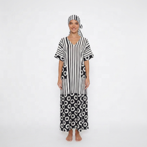 Abito da sera elegante a righe per donna, nuovo modello 2026, in fibra di poliestere, vestibilità dritta, per feste e banchetti - Product Image 1