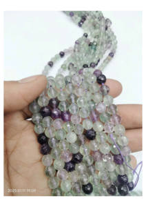 Cuentas redondas facetadas de fluorita verde natural, cuentas redondas de fluorita, cuentas redondas facetadas de fluorita verde para hacer joyería - Product Image 2