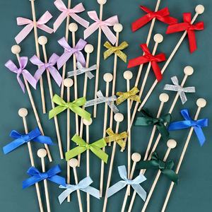 Bow Cake Picks Decoraciones para fiestas Coquette Themed Bowknot Ribbon Cake Topper Cumpleaños Nupcial Baby Shower Boda Decoración <span class=keywords><strong>de</strong></span> Navidad - Product Image 3