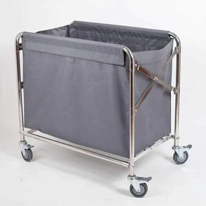 Carrito de Ropa de Hotel de Acero Inoxidable con 4 Ruedas, Carrito de Limpieza Parcialmente Cerrado para Servicio a la Habitación - Product Image 4