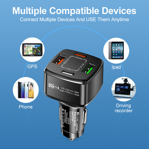 ที่ชาร์จในรถยนต์คุณภาพสูง QC 3.0 ชาร์จเร็ว 2 พอร์ต USB 2 พอร์ต Type C สำหรับโทรศัพท์มือถือทุกชนิด อุปกรณ์เสริมในรถยนต์ - Product Image 3