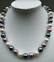 Collar anudado con cierre magnético para mujer, joyería de perlas de concha grande de lujo, 14mm