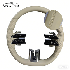 Volant modifié en cuir beige avec ligne blanche perforée SOON TODA pour <span class=keywords><strong>Mercedes</strong></span> Benz a GLA B GLB C <span class=keywords><strong>GLC</strong></span> E GLE CLS ZC-809-P70-F - Product Image 3