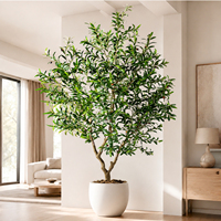 Árbol de Olivo Artificial Realista de 7 Pies con Base Ponderada para Decoración de Vestíbulos de Hoteles y Oficinas Comerciales, Disponible para Proyectos