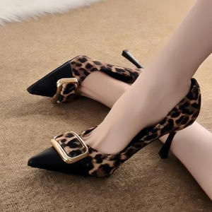 Sandalias Elegantes de Tacón Alto para Mujer, Diseño 2026, con Estampado de Leopardo, Punta Cerrada, Tacón Delgado, Hebilla Cuadrada Metálica y Correa Trasera - Product Image 2