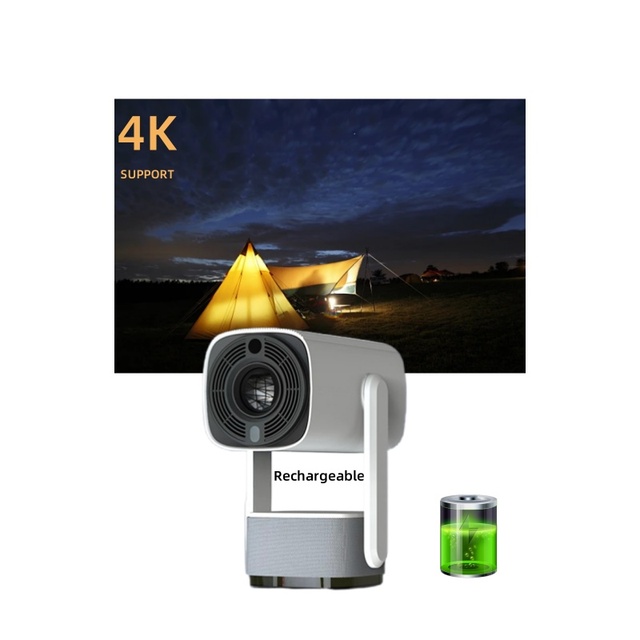 Rechargeable Mini Projecteur Battery Powered with Android 11 WIFI BT 4k Video LED Projector Smart Portable for Outdoor
