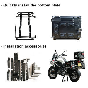 Set di Bauletti Laterali per Moto <span class=keywords><strong>BKS</strong></span> 45L+38L, Valigie in Lega di Alluminio Nero e Argento, Impermeabili, per Coda Moto - Product Image 3