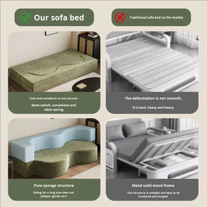 Divano Letto in Tessuto Comprimibile Pieghevole Reclinabile Estensibile a Due Posti Nuovo Modello Monoblocco per Piccoli Appartamenti e Soggiorni in Affitto - Product Image 4