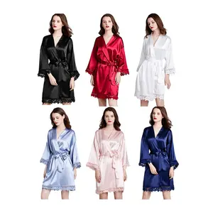 Vente en gros Robes de soirée personnalisées en satin de soie brodées pour demoiselle d'honneur pour mariage