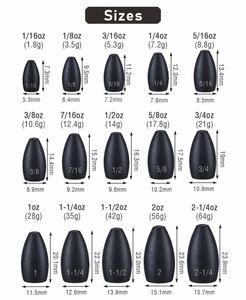 Afundadores de pesca de tungstênio - Product Image 2