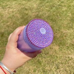 Leak Proof Colorful Shiny Rhinestone Bedazzled Bling Luxury 16oz pp Lids for 12oz 15oz <b>Double</b> <b>Wall</b> Snow Globe Glass Can - Product Image 3