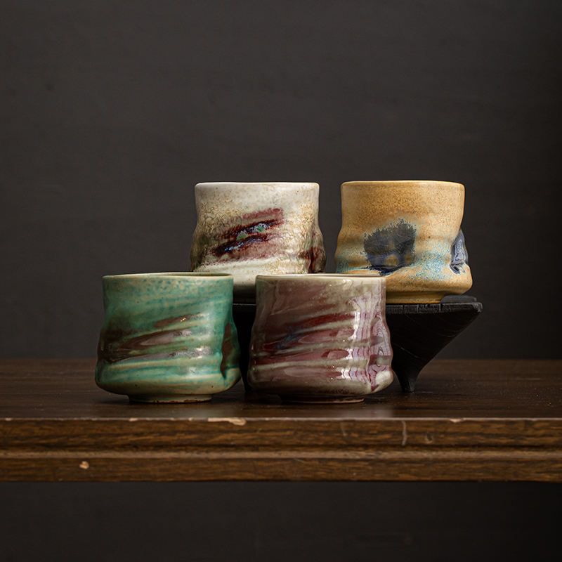 Popxstar  Japanese-style Coarse Pottery Coffee Cup Retro Hand-kneaded Pleated Mug Kitchen Livingroom Latte Concentrated Teacup Kitchenware