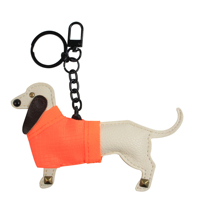Gantungan Kunci Anjing Dachshund Kulit PU Custom Pabrik Dengan Sweater, Liontin Tas Hewan Lucu untuk Dekorasi Tas Wanita, Hadiah