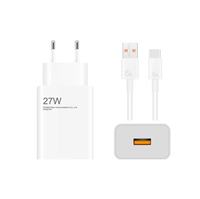 Chargeur mural Redmi 27W pour téléphone portable, charge rapide USB, chargeur de voyage avec câble USB, adaptateur secteur USB 27W à charge rapide