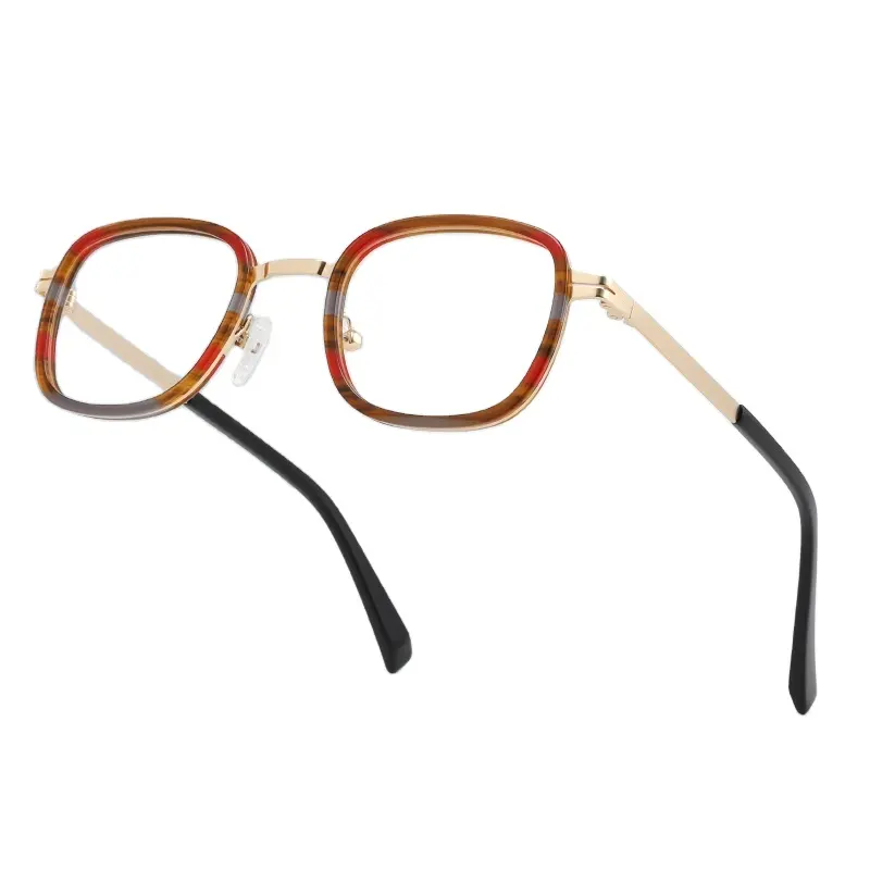 最高品質のスクエアデザイナーアセテート光学女性メガネカスタムロゴ男性処方ユニークな眼鏡フレーム
