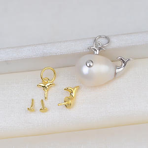 Colgante de Plata S925 con Perla Barroca, Bandeja Vacía para Perla Alien, Diseño de Delfín, 1785, para Perlas Sueltas, Accesorios para Personalizar - Product Image 1