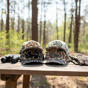 Op maat gemaakte 3D geborduurde logo Old School 5-panel sport golf pet met touw, eendencamo, gebogen klep, ongestructureerde snapback cap - Product Image 1