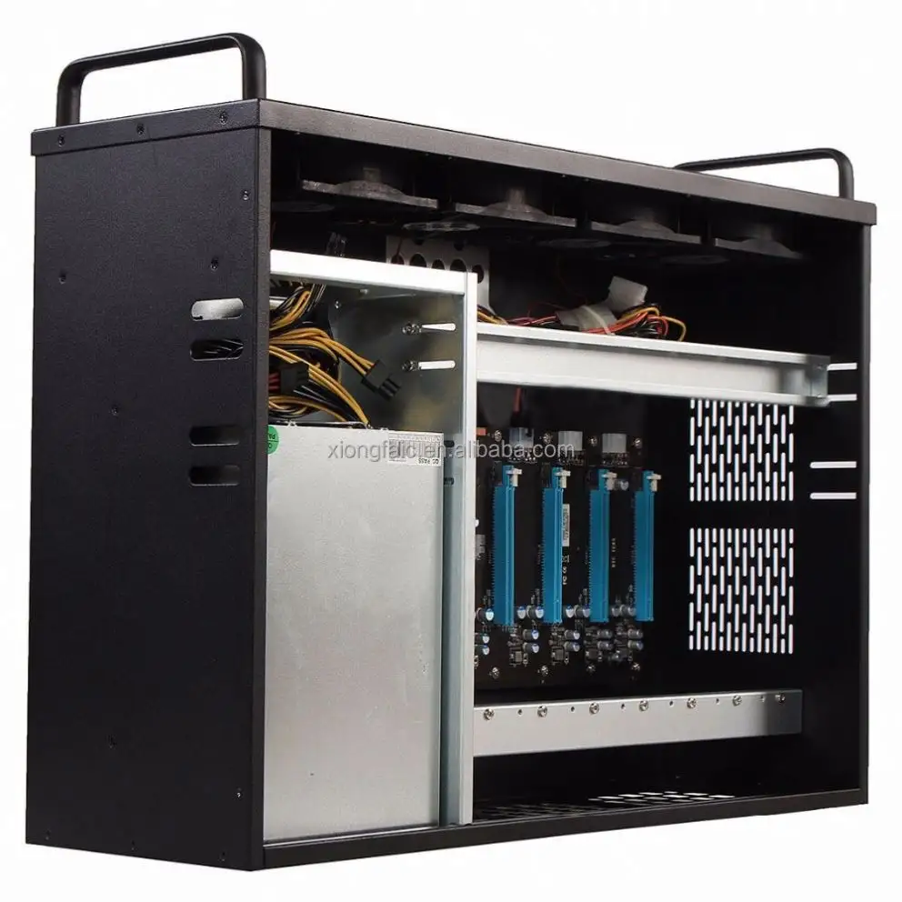 New 4U Case Rig Barebone System Machine With IC6S 8 GPU Motherboard PSU 1850W 3855U CPU HDD RAM