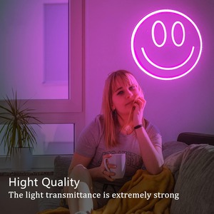 Enseigne néon LED visage souriant pour décoration murale, intensité réglable, jaune/rose, étanche IPX3, pour centres commerciaux et usage domestique - Product Image 6