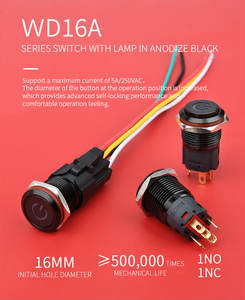 Wd 16a उच्च गुणवत्ता <span class=keywords><strong>12v</strong></span>/24v बिजली की आपूर्ति, चिह्नित एलईडी लाइट, ip67 तत्काल इंटरलॉक, एल्यूमीनियम ऑक्साइड ब्लैक मेटल बटन स्विच - Product Image 3