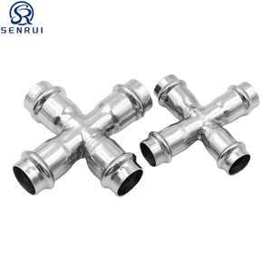 Raccord croisé à 4 voies en <span class=keywords><strong>acier</strong></span> <span class=keywords><strong>inoxydable</strong></span> 304, installation rapide, étanche, adaptateur de tube métallique, composant de quincaillerie pour <span class=keywords><strong>tuyauterie</strong></span> - Product Image 1