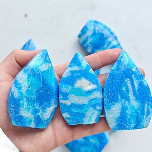 Piedra Curativa de Cristal al por Mayor, Hermosa Forma Libre Pulida, Adornos Artificiales de Larimar en Forma de Gota de Agua para Decoración - Product Image 2