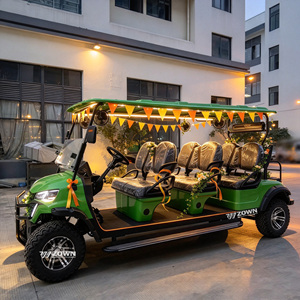 Voiturette de golf électrique étendue avec pare-chocs avant et toit rigide pour le transport des clients en groupe dans les parcs de vacances et les villas - Product Image 1