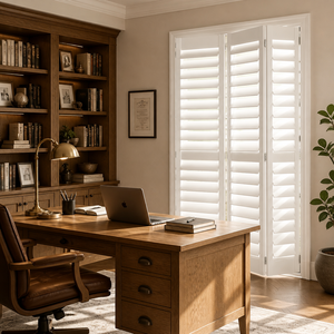Volets pliants blancs de style plantation, peints, pour salle à manger, faciles à nettoyer, barrière thermique, largeur personnalisée, fabricant OEM - Product Image 1