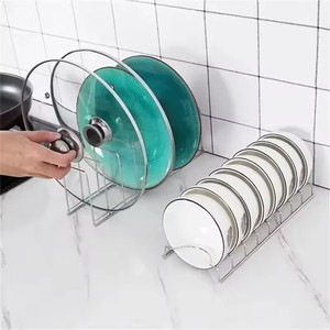 Stainless Steel Household Dish <b>Rack</b> <b>Kitchen</b> Bowl Dish Organizer Pot Lid <b>Rack</b> Home Cutlery Dishes Bathroom Accessory <b>Storage</b> - Product Image 2