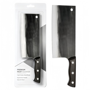 Couteau de chef chinois traditionnel de 7,8 pouces, couteau de boucher de cuisine à manche ergonomique en bois foncé, robuste et polyvalent pour le bricolage - Product Image 1