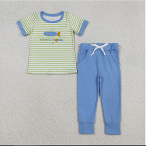 Conjunto de Ropa Infantil a Rayas con Bordado de Pesca para Niños - Product Image 5