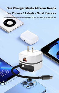 เครื่องชาร์จออลอินวัน 65W PD พร้อมสายชาร์จแบบยืดหดได้ 70 ซม. ไม่ยุ่งเหยิง ไม่ต้องกังวลเรื่องสายหาย ขนาดกะทัดรัด พกพาสะดวกสำหรับบ้าน สำนักงาน และการเดินทาง - Product Image 3