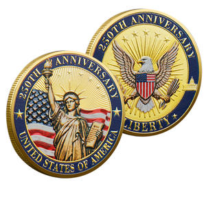 Koin Peringatan 3D Berlapis Edisi Ulang Tahun ke-250 Amerika Serikat, Kerajinan Logam Premium Desain Warna-warni/Sederhana, Suvenir Dekorasi Rumah, Hadiah - Product Image 1
