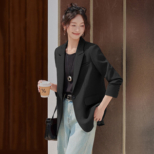 Off White Blazer Women Spring Autumn 2025 Slim Fit Irregular Back Slit Anti Wrinkle Solid Color Polyester Worsteds - Product Image 4